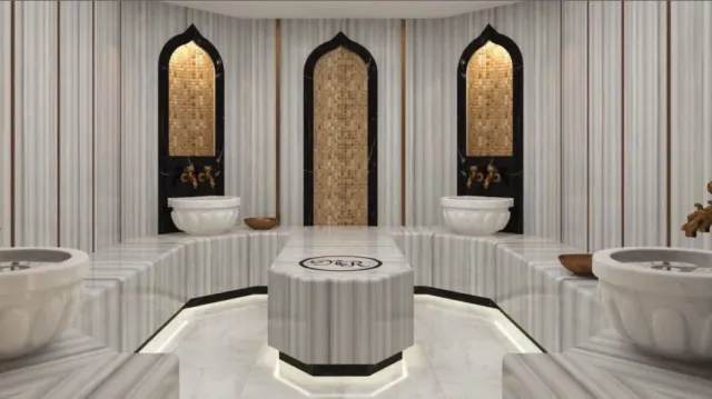Siyah Beyaz Çizgili Marmara Hamam